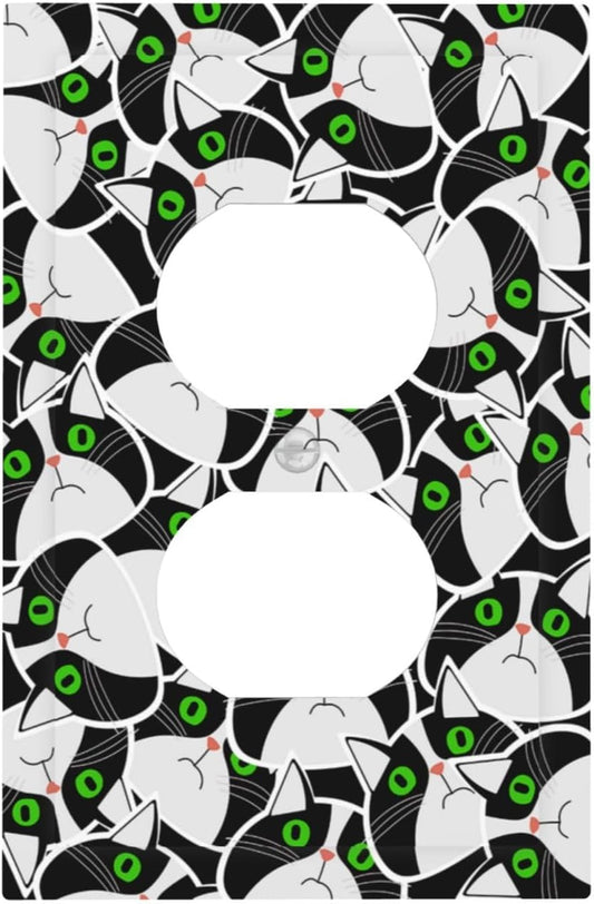 Funny Cat Wacky Kitty 1 Gang Duplex Receptacle Switch Wall Plate Decorative Switchplate Outlet Covers Electrical Plug Cover Faceplate for Bathroom Home Decor 5 X 3 IN
