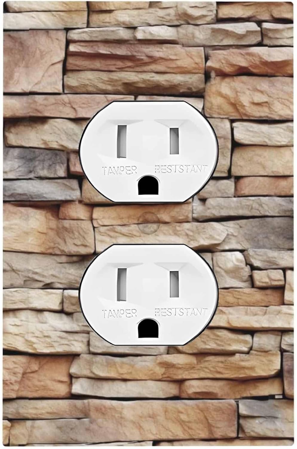 Outlet Covers Stone Textured Brown Brick Natural Stone 1 Gang Duplex Light Switch Cover Decorative Switch Plates Electrical Receptacle Faceplate Wall Plate For Farmhouse Cabin Decor