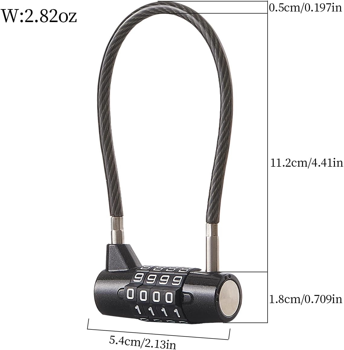 Combination Lock Cable Lock with 4 Digits Cabinet Lock with 3.5" Cable Length Twist 3.5" Length Durable Cable Ideal for lockers, Gym, Toolbox, Case Small Size Short Cable (3.5")