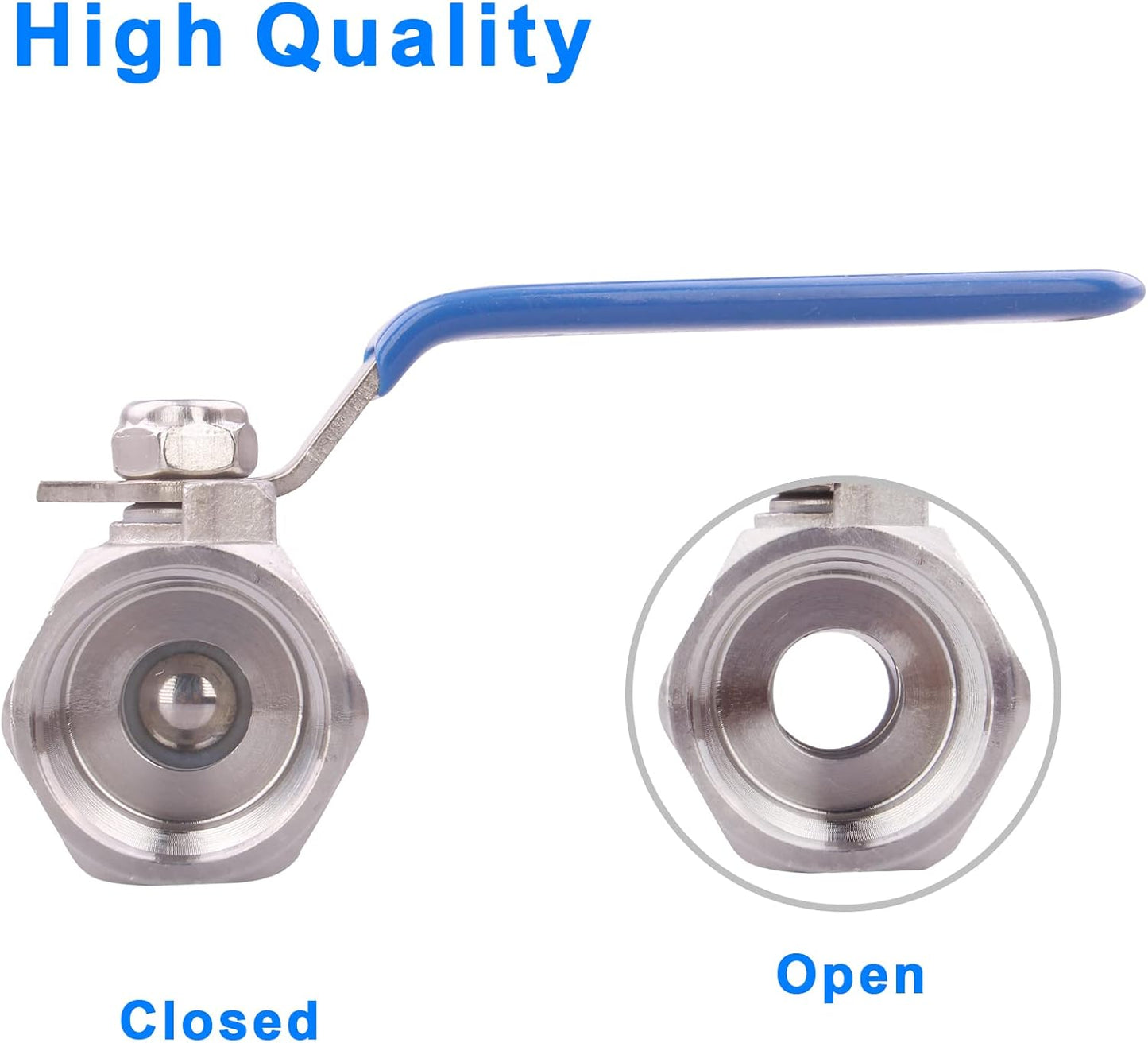 DERNORD Stainless Steel 3/4 Inch Ball Valve 1PC Type NPT Standard Port for Water, Oil, and Gas (Pack of 2)
