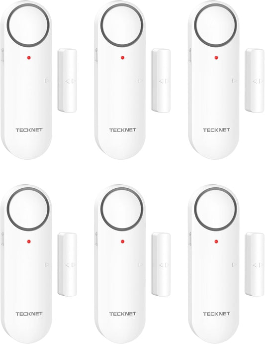 TECKNET Door Alarms When Opened, Window Door Alarm for Kids Safety, 2-in-1 Alarm & Chime, Door Sensor for Home Security, 3-Level Volume Control, Window Alarms for Garages, Apartment, 6Pcs