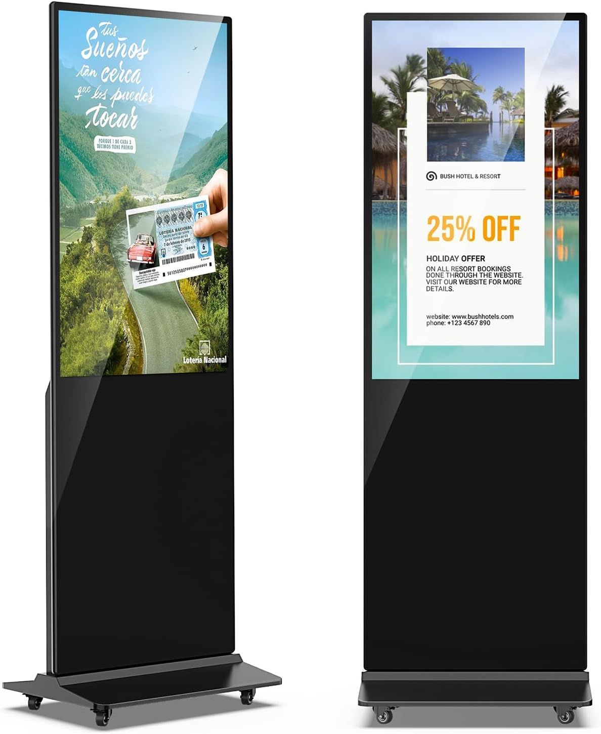 JIYANG 43 Inch Indoor Digital Signage Display Floor Standing Digital Kiosks LCD Totem Monitor with WiFi HDMI/USB Input Auto Media Player Android System,Store Displays Screens