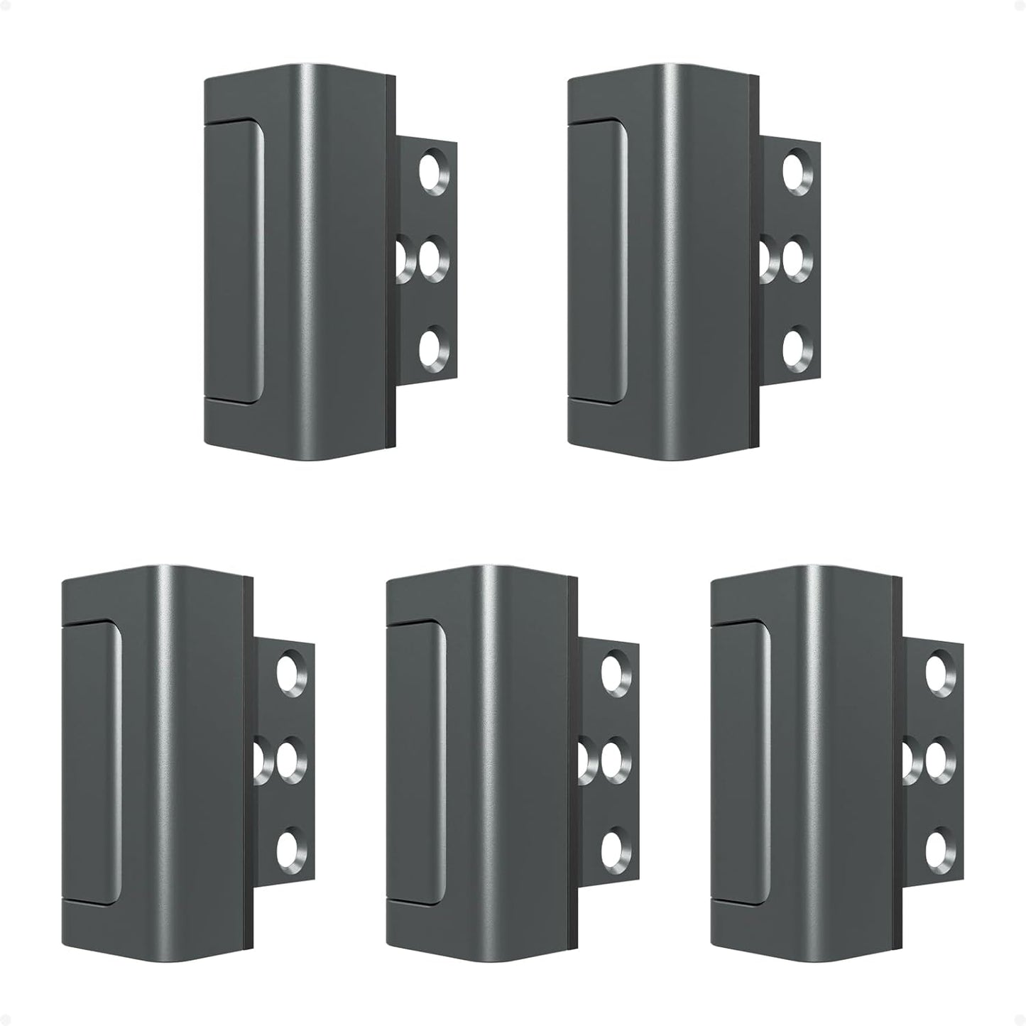 5 Pack Home Security Door Reinforcement Lock, Childproof Safety Door Lock Latch Stopper, Removable Screw-Mounted, Prevent Home Unauthorized Entry, Aluminum Construction, Withstands 800 lbs