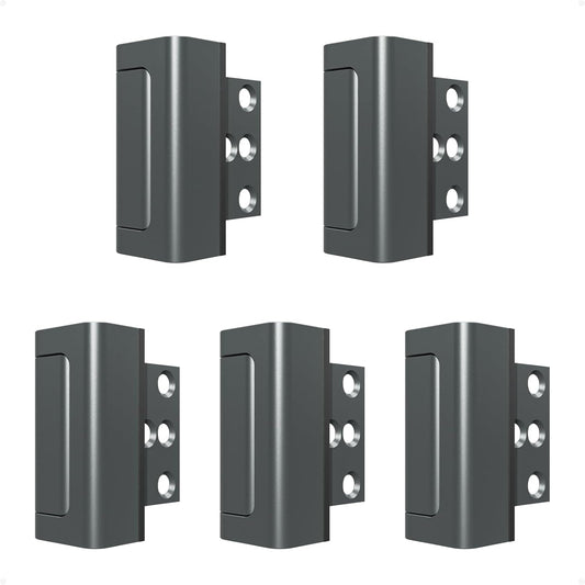 5 Pack Home Security Door Reinforcement Lock, Childproof Safety Door Lock Latch Stopper, Removable Screw-Mounted, Prevent Home Unauthorized Entry, Aluminum Construction, Withstands 800 lbs