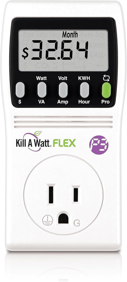P3 International P4456 Kill A Watt Flex Plug-in Electricity Usage + Power Consumption Monitor, Watt Voltage Tester, Electrical Energy Saving Monitor with Auto Cost Calculator (Pack Of 3)