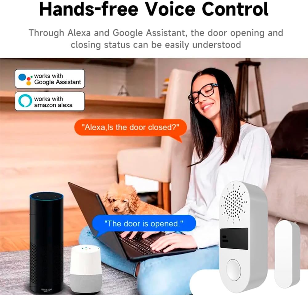 Tuya Door&Window Alarm, 130dB Door and Window Sensor for Home Security/Kid Safety/Pool Safety, 2.4GWifi Door Sensor with Alarm Light Compatible with Smart Life &Tuya Smart (2)