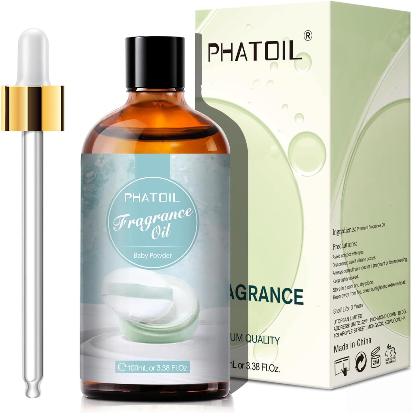 PHATOIL 3.38FL.OZ Baby Powder Fragrance Oils for Aromatherapy, Essential Oils for Diffusers for Home, Perfect for Diffuser, DIY Candle and Soap Making, DIY Scented Products - 100ml