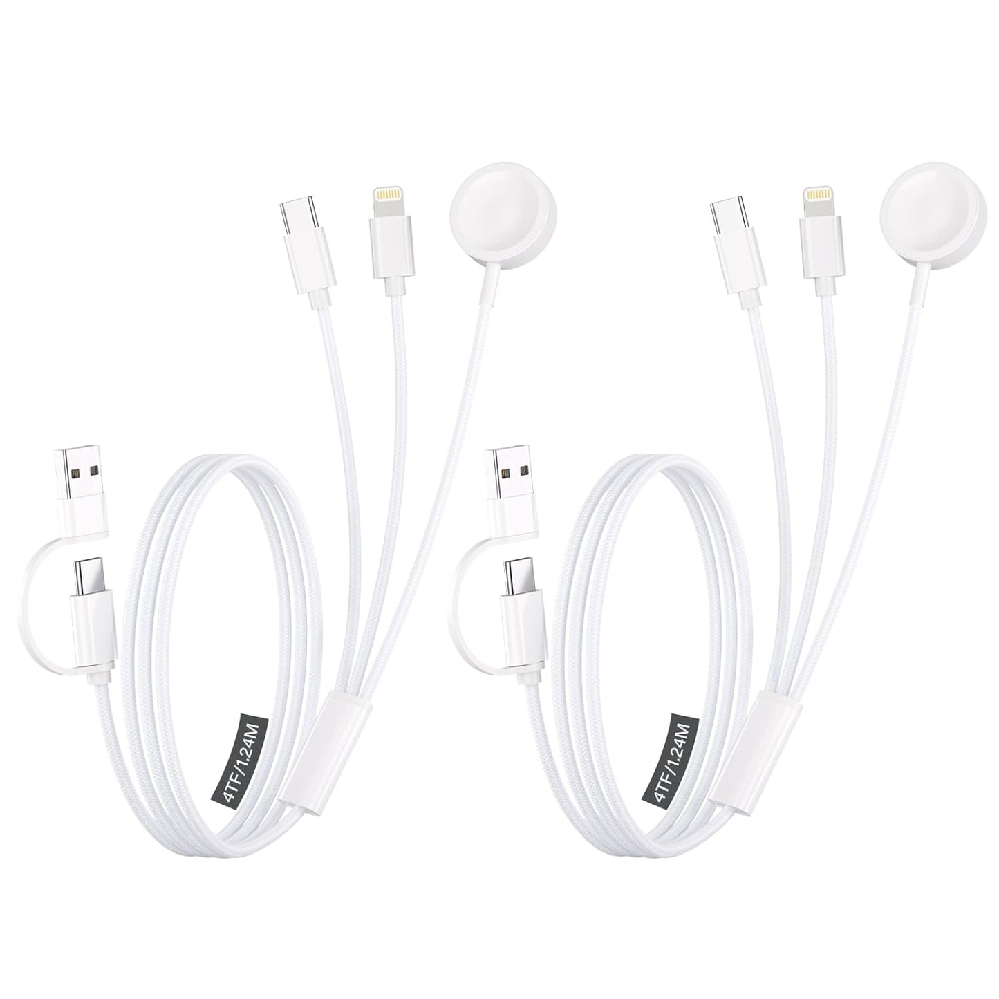 Travel Essentials,3 in 2 USB C Cable for Apple Watch Charger ，Multi Charging Cable Cord,Vacation Camping RV Essentials,Portable Designed for iWatch Series 11-2/Ultra/SE &iPhone 17-12-4FT(2Pack 4FT)