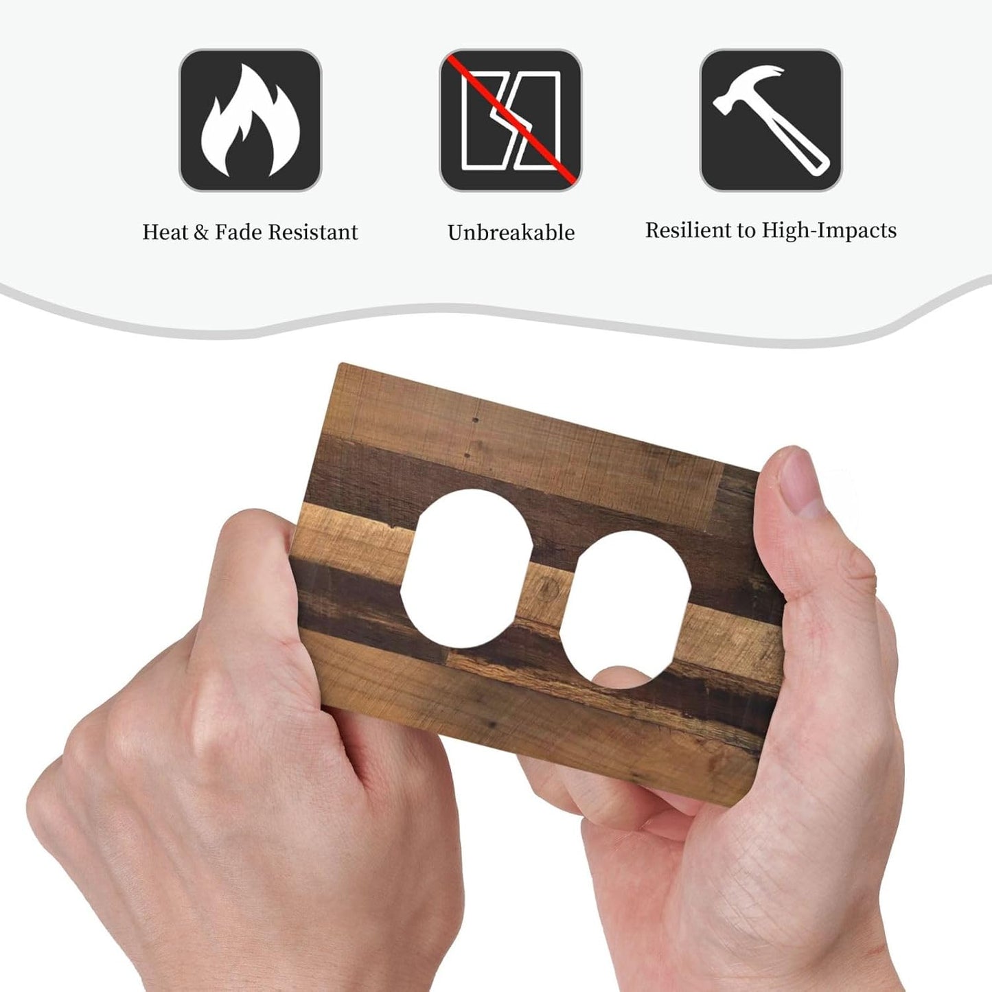 Rustic Brown Wood Vintage Wood Board Outlet Covers 1 Gang Duplex Light Switch Cover Decorative Switch Plates Electrical Receptacle Faceplate Wall Plate For Farmhouse Cabin Decor