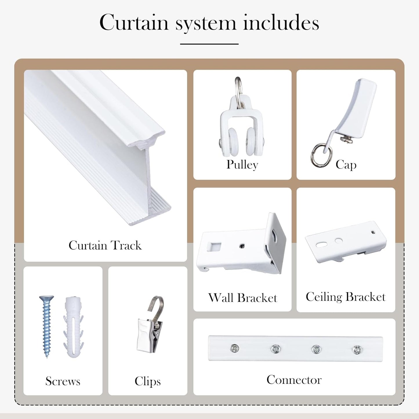 Flexible Ceiling Curtain Tracks, Ceilings Track for Curtains, Aluminum Curtains Track Ceilings Mount,Wall Mount Curtain Rail, Ceiling Curtain Rod, Sliding Curtain Tracks with Clips (White 24FT)