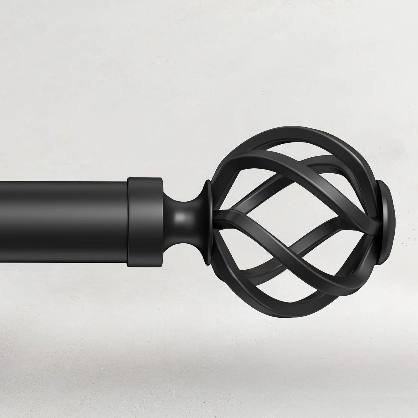 Curtain Rods for Windows 72 to 144, 1 Inch Adjustable Decorative Long Black Curtain Rod with Twisted Cage End, Modern Heavy Duty Outdoor Drapery Rods for Patio, Telescoping Splicing, Size 32" - 150"