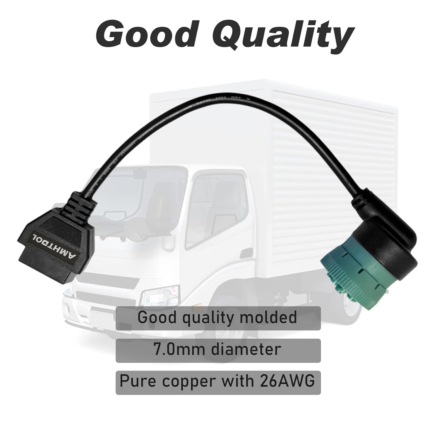 J1939 OBD2 Adapter Cable Fits Truck Diagnostic Scanner/Code Reader, 9 Pin to OBD2 16 Pin Connector, J1962-J1939 for Cummins Diesel Engine, Fit for Truck ELD and GPS Tracker