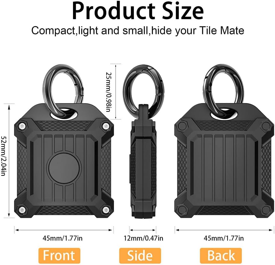 Tile Mate 2022 2024 Tracker Cover Anti-Scratch Waterproof Case with Keychain for Carabiner, Keys, Bags, Cat Dog Collar Holder