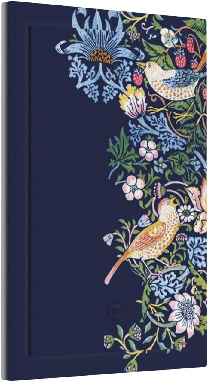 Decorative Light Switch Cover Plate Vintage Blue Morris Strawberry Thief Bird Flower 1 Gang No Device Single Blank Outlet Covers Wall Plate Cover Switchplate Electrical Faceplate