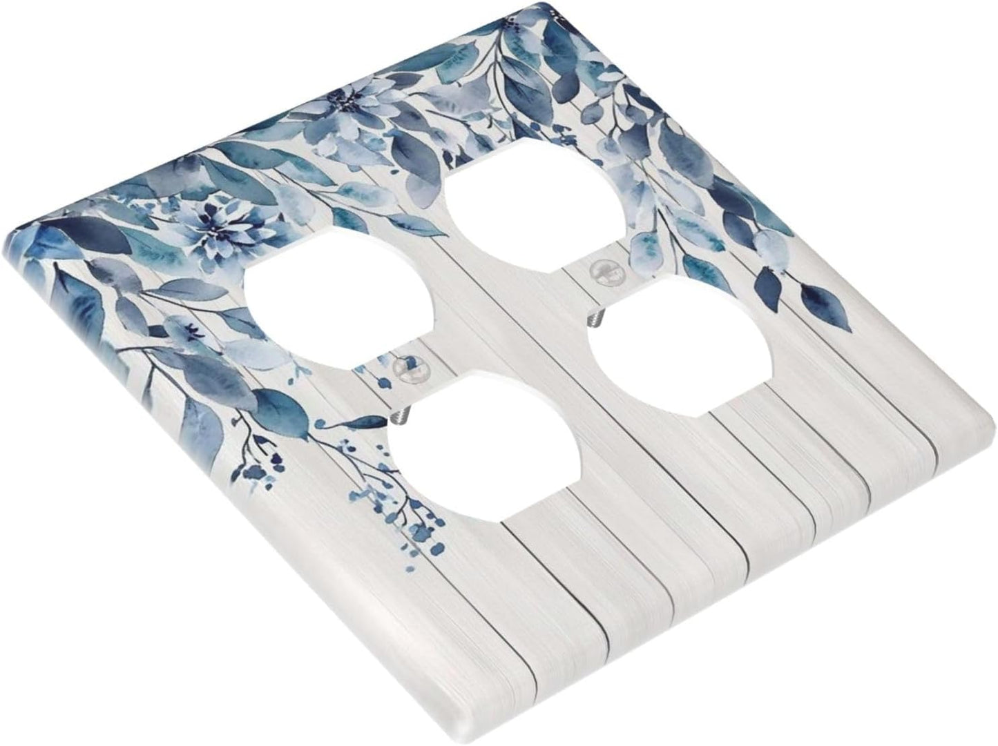 Eucalyptus Rustic Watercolor Plant Outlet Covers 2 Gang Double Duplex Decorative Light Switch Covers Electrical Wallplates Socket Faceplate For Farmhouse Home Decor