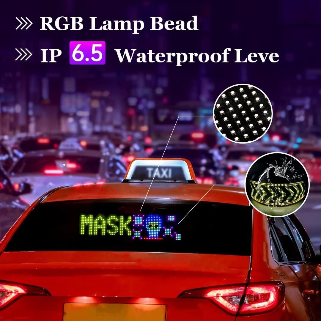 GOTUS LED Sign for Car,Scrolling LED Sign,Flexible LED RGB Color Sign,Bluetooth APP,DIY Design Animations,Text, Graffiti(19''x5'')…