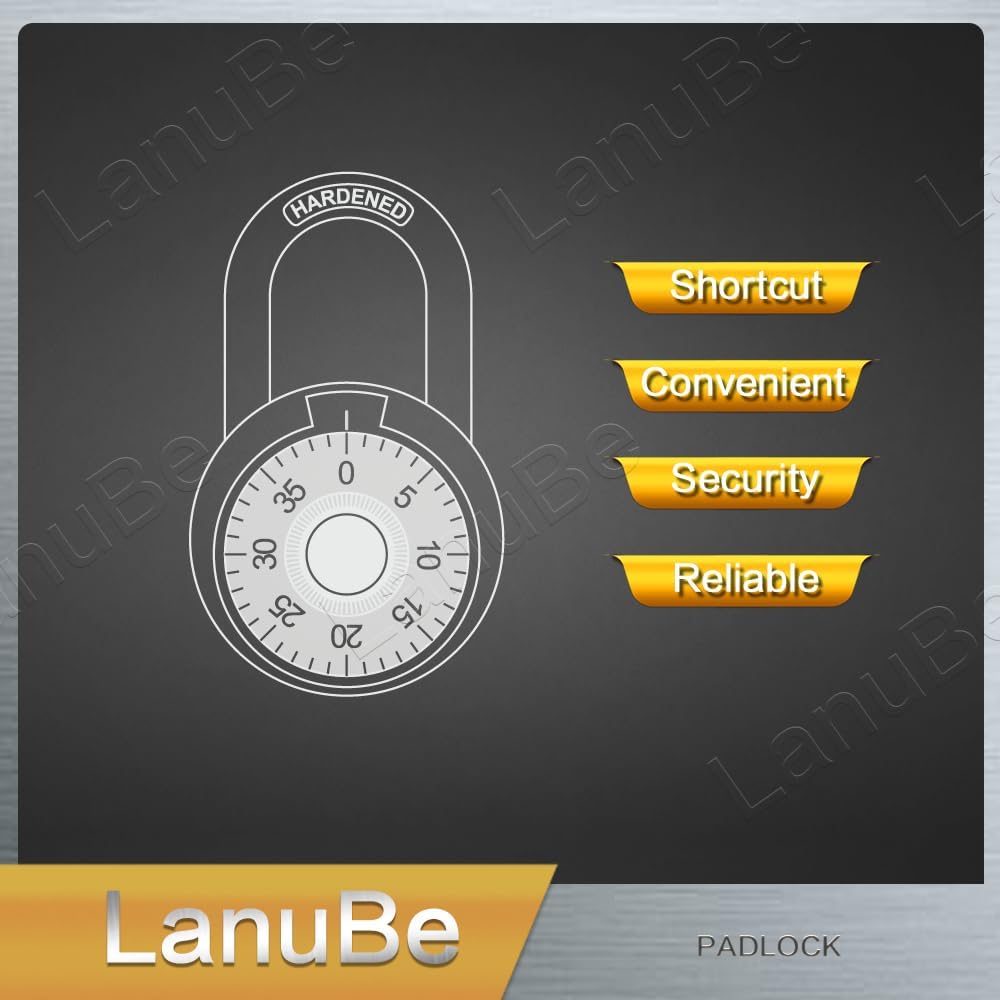 LanuBe Standard Dial Combination Lock, 2 inches. Wide, with Different Combinations, Red Turnplate, Pack of 12; Lock for School, Employee, Gym Sports Locker, Case, Toolbox