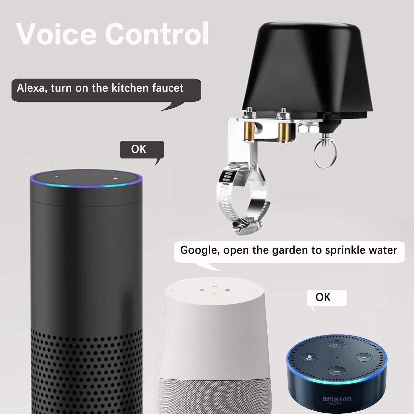 UseeLink Smart WiFi Water Valve, 2-pack, Compatible with Alexa and Google Assistant,Application program iOS/Android