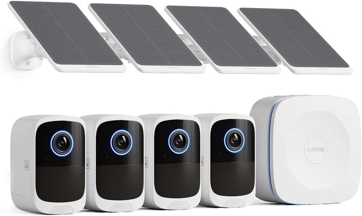 4K Security Cameras Wireless Outdoor/Indoor, Battery Cameras for Home Security, No Monthly Fees, 32G Local Storage, Advanced AI, 5W Solar Panels, Color Night Vision, 2-Way Audio, 2.4Ghz WiFi