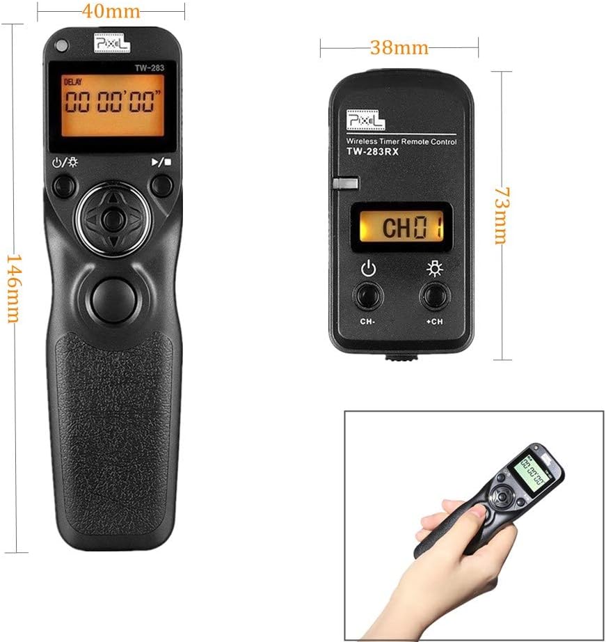 Pixel Remote Timer TW283-E3 LCD Multi-Function Shutter Remote Release Timer Controller Adapter Compatible with Canon EOS DSLR Pentax Contax Cameras