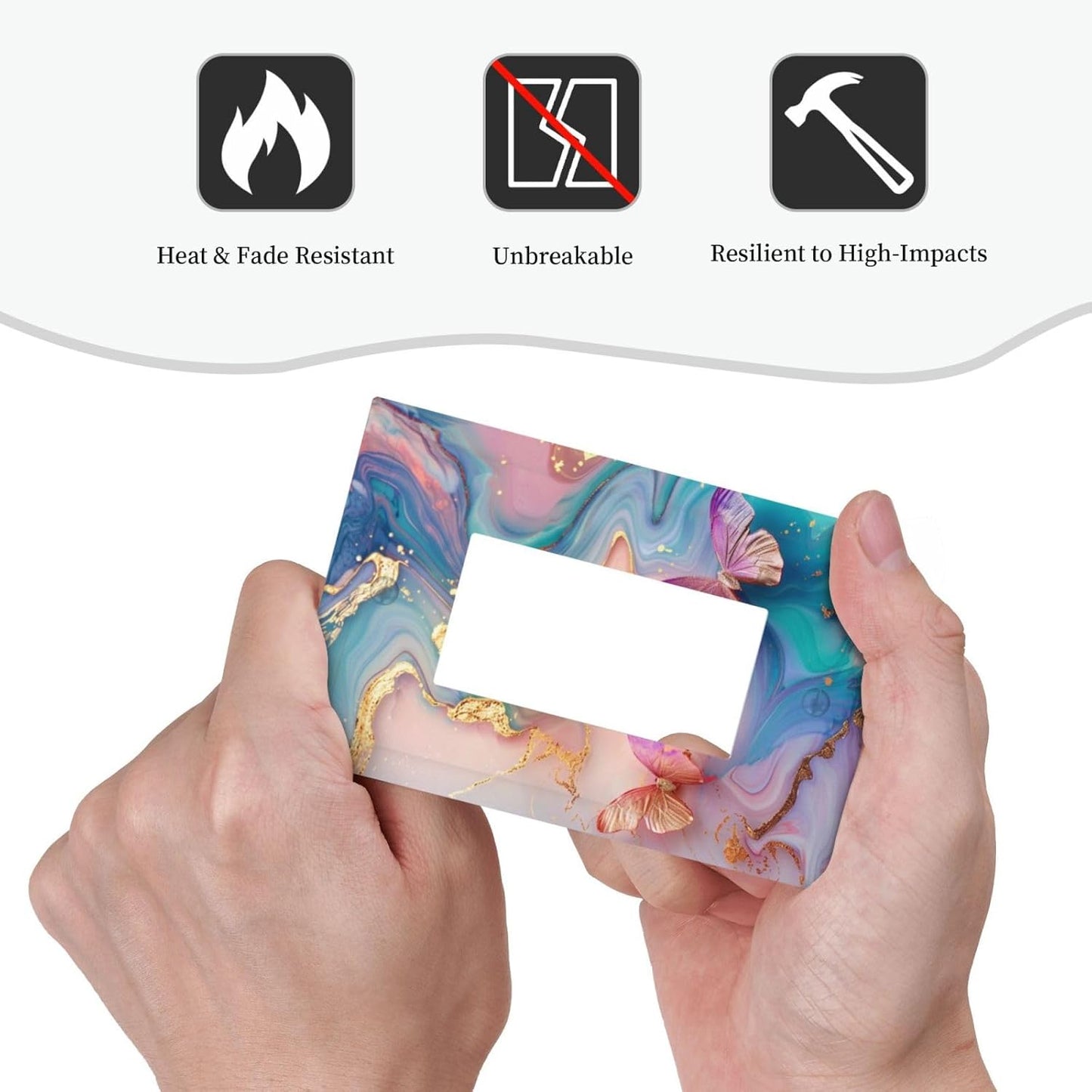Colorful Marble Butterfly Gold Glitter Abstract Print Decorative Outlet Covers 1 Gang Single Rocker Light Switch Cover Plate Wall Plates GFCI Faceplate for Bed Room Living Room Decor