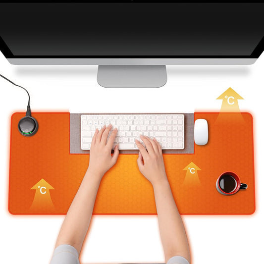 Heated Desk Pad Mouse Pad - 3-Level Temperature Control, 6-Level Timer (4-9 Hours), PVC Material, Desk Mat for Keyboard and Mouse,31.5" x 13"