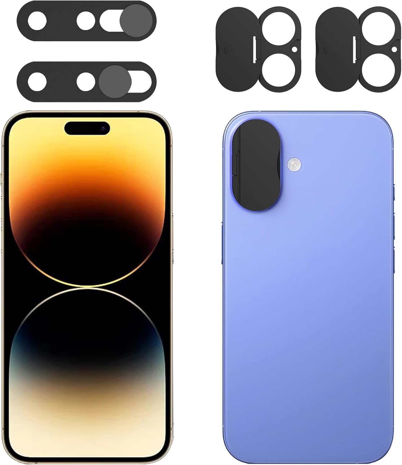 Front Camera Cover Compatible for iPhone 16/16 Plus with Rear Lens Cover,Protect Privacy and Security But Not Affect Facial Recognition (2Pack)-2025 Updated Version