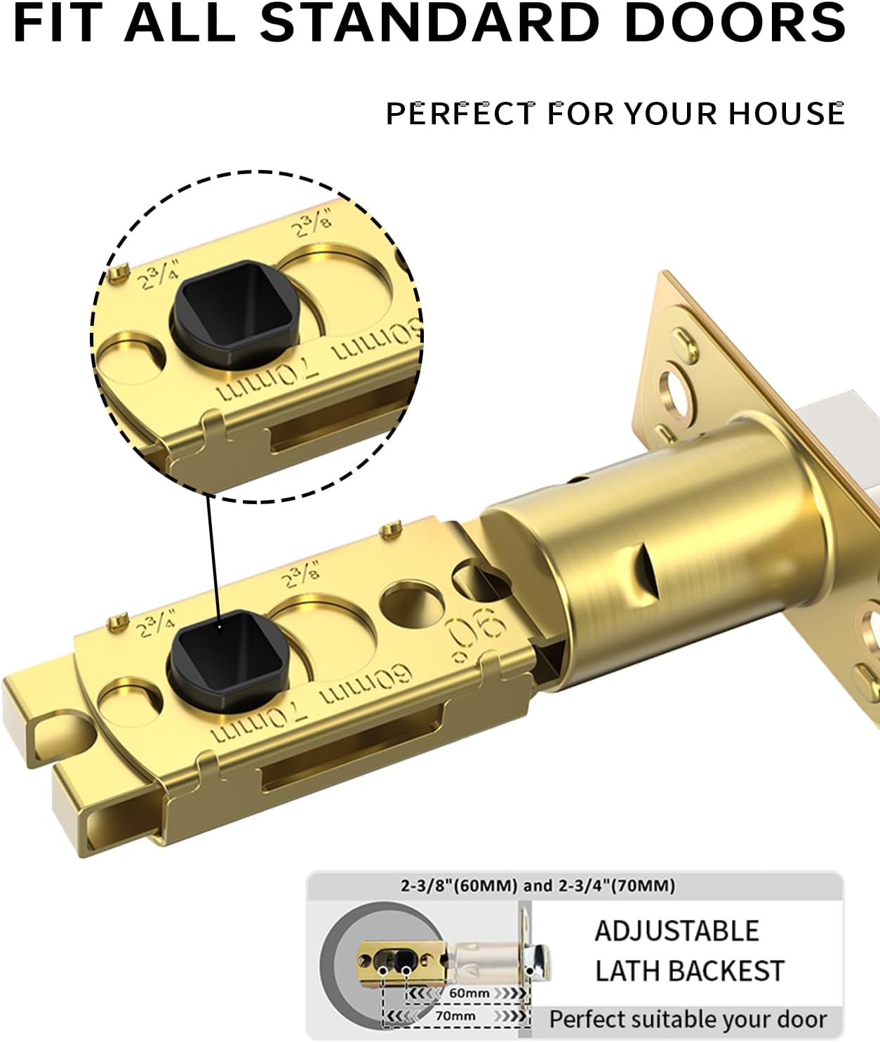 Asidrama 6 Pack Champagne Bronze Privacy Door Handles, Door Lever with Door Knobs Indoor for Bedroom or Bathroom, Heavy Duty Door Handles Interior with Locks for Left Right Sided Doors