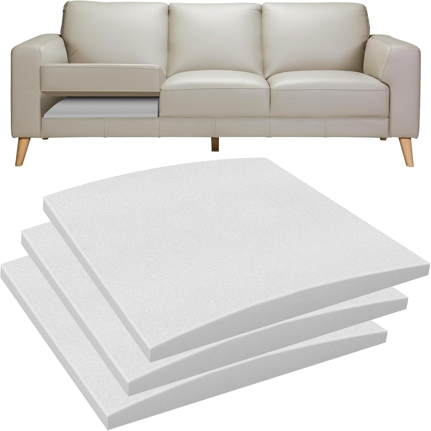 Couch Cushions Support for Sagging Seat -20"X 20"Curved Foam Sofa Cushion Support Board,Grey Couch Supporterfor Under The Cushions,Set of 3