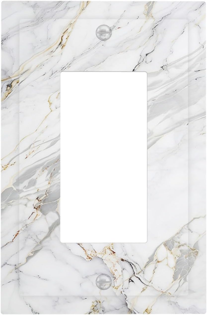 Decorative Outlet Covers Gray Gold Marble Abstract Modern Luxury 1 Gang Single Rocker Light Switch Cover Plate GFCI Wall Plates Electrical Switch Plate Cover for Bedroom Home Decor