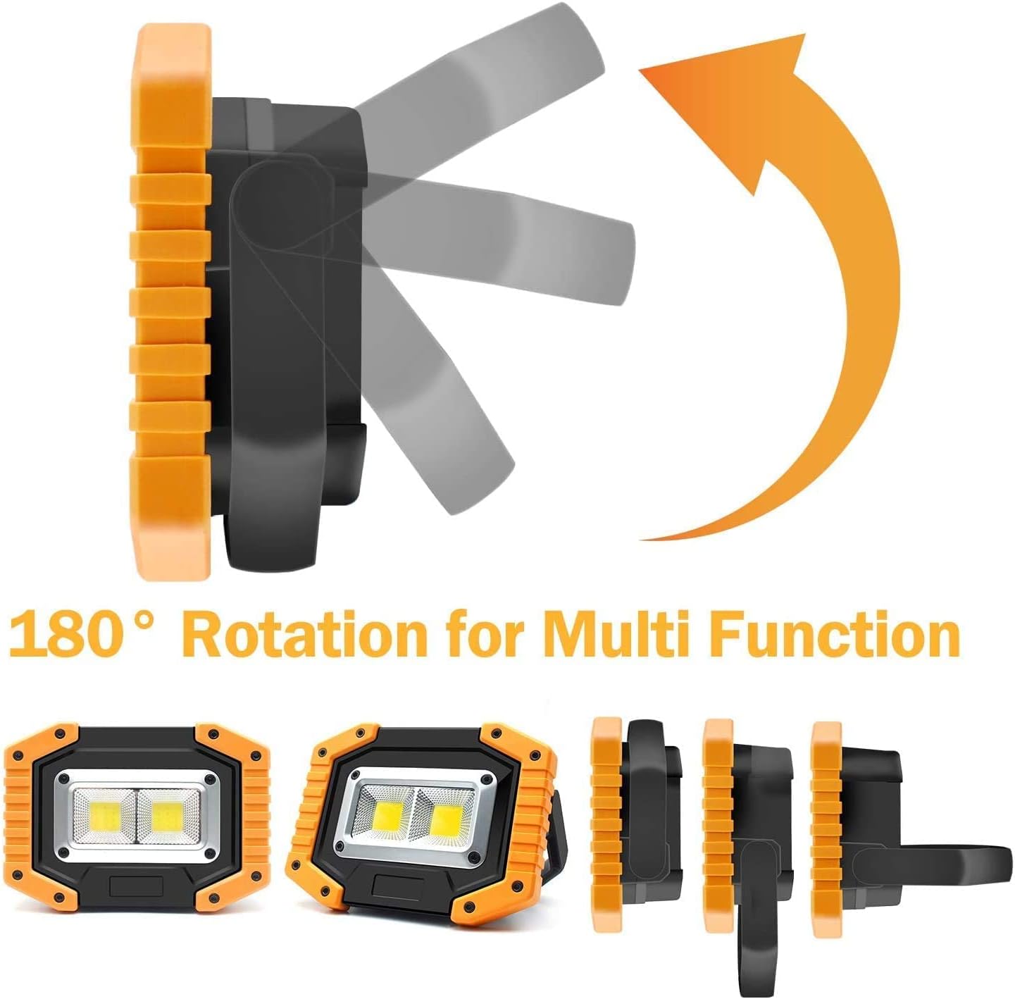 OTYTY LED Work Light 2-Pack, 30W 1500LM Portable Rechargeable Flood Lights with Magnetic Base, 4200mAh Battery for Outdoor, Camping, Hiking, Emergency, Car Repairing, Job Site Lighting (W840 Yellow)