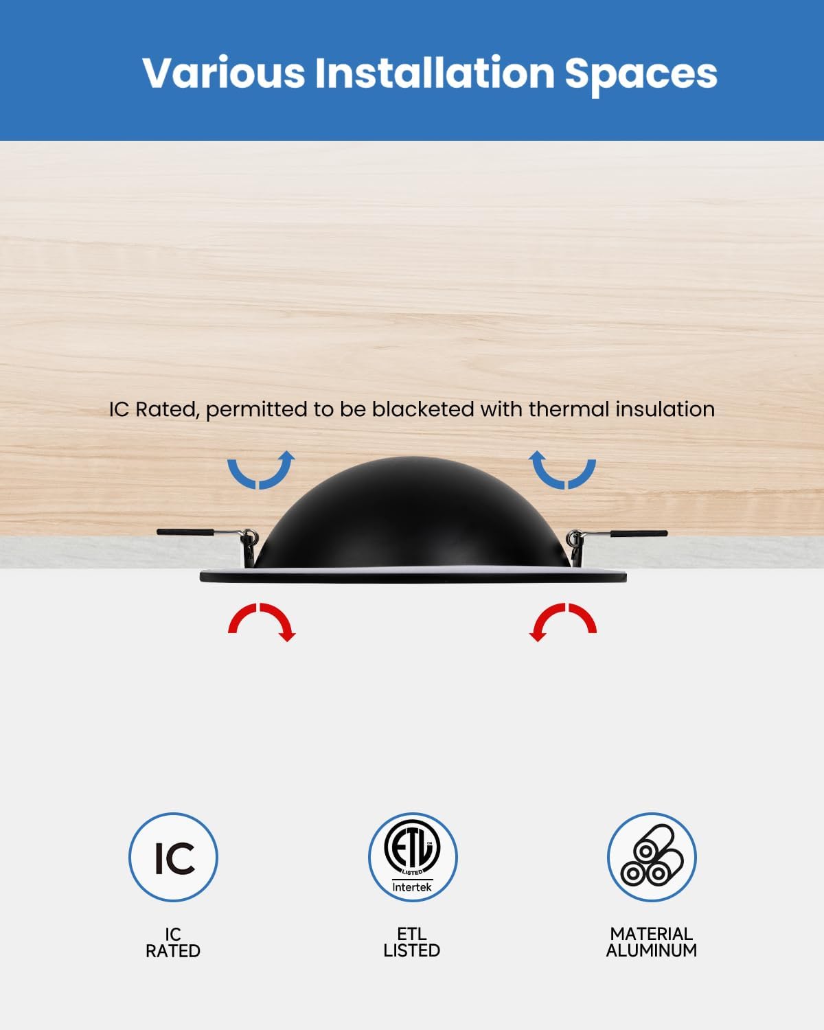 Recessed Lighting 6 inch - 12W Gimbal Light Eyeball Sloped Ceiling Recessed Spotlight 1300lm Black Trim 90° Tilt Swivel Soffit Wafer Lights 5CCT Adjustable Indoor Dimmable Black 6 inch 6 Pack