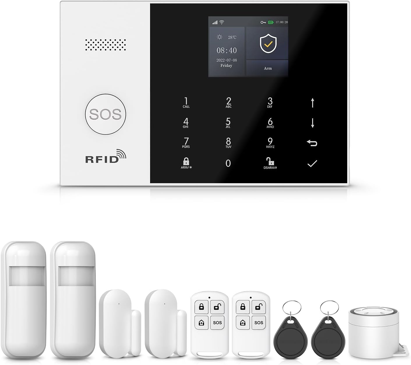 LWOHSI Smart Home Alarm,GSM 4G/WiFi Home Security Systems with DIY Door Window Sensors and Motion Sensors,Loud Siren,Remote,Work with Google for House,Villa,Apartment,No Contract Fee