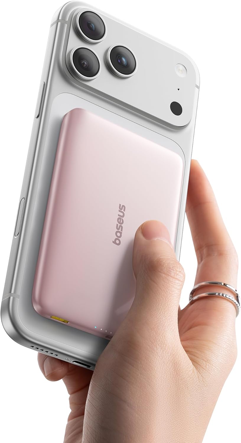 Baseus Picogo Magsafe Portable Charger, Qi2 Certified 0.5" Ultra Slim 15W Wireless Power Bank, 10000mAh 27W Fast Charging Magnetic Battery Pack with USB-C for iPhone 17/16/15/14/13/12 Series Only
