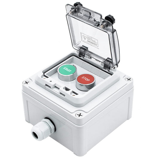 IP67 Button Switch Outdoor Waterproof Box 2 Push (Letter) Red and Green Automatic Rest Momentary Button with Protective Cover Anti-misoperationSwitch(AC/DC 6A-110V/3A-240V/2.5A-380V)