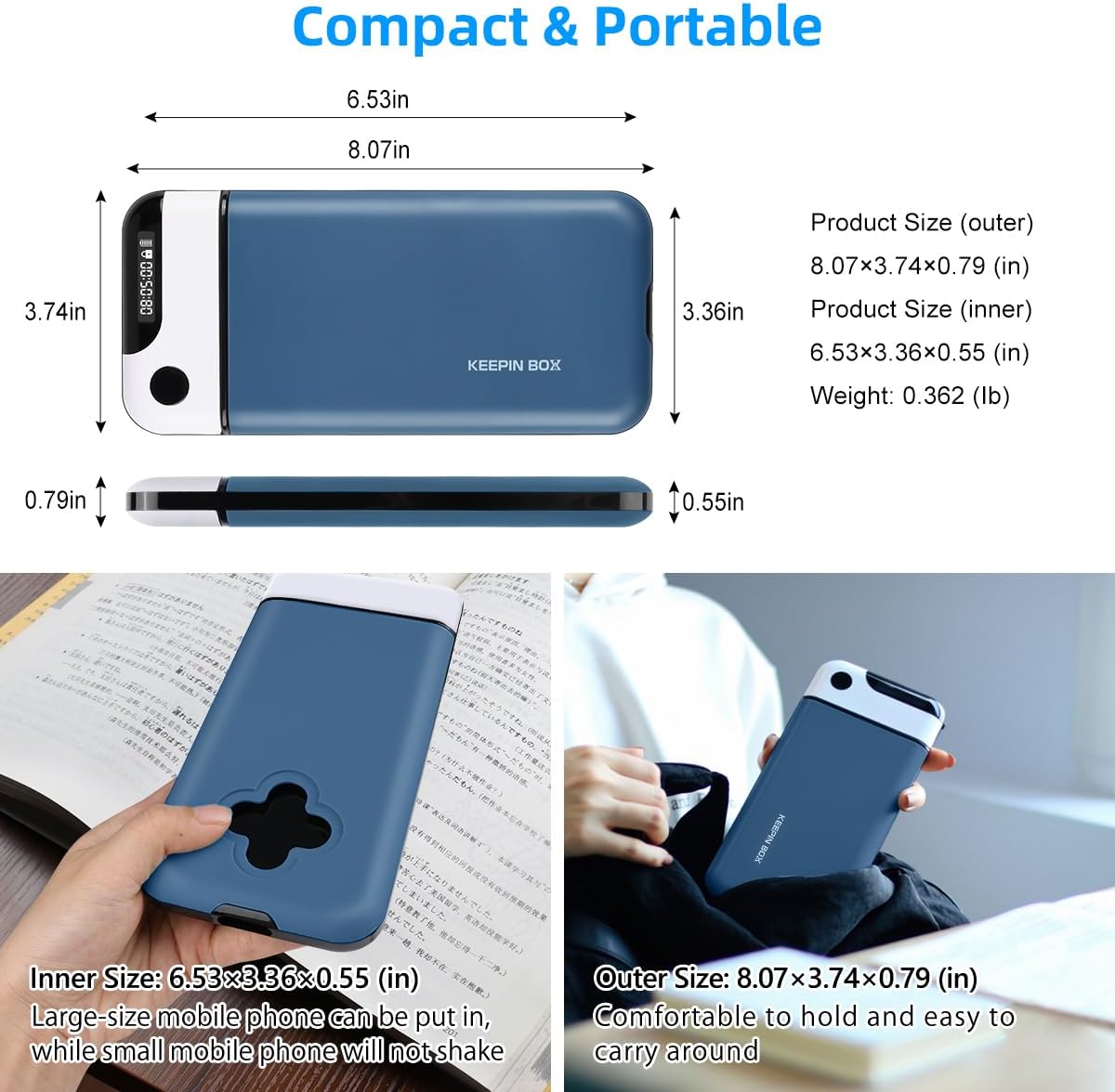 Phone Lock Box with Timer,Cell Phone Lock Box,USB Charging Type,Long-Term Continuous Use,Time Can Be Freely Set,Easy to Carry,Excessive Games,Mobile Phone Addiction
