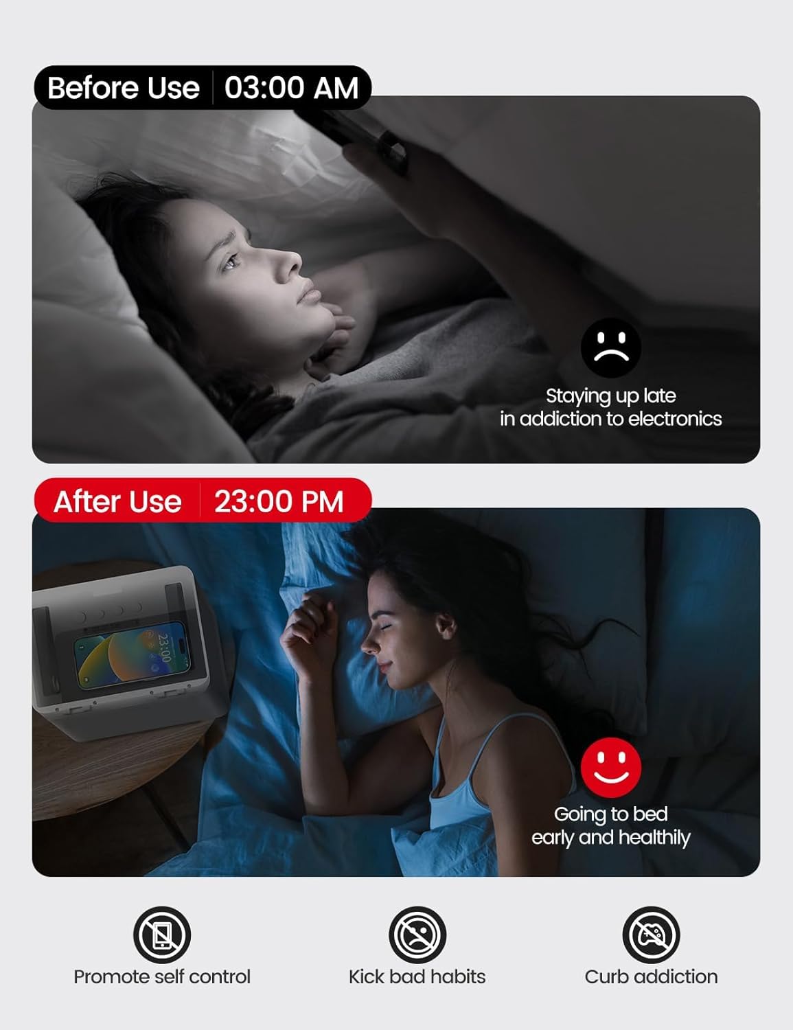 Vaydeer Metal Timed Lock Box, Made of Aluminum Alloy, 365 Days Locking Time, Extendable Time, Audio Alert, Child-Access Control, 2-Way Power Supply, Timed Locker for Phones/Alcohol/Snacks/meds etc.