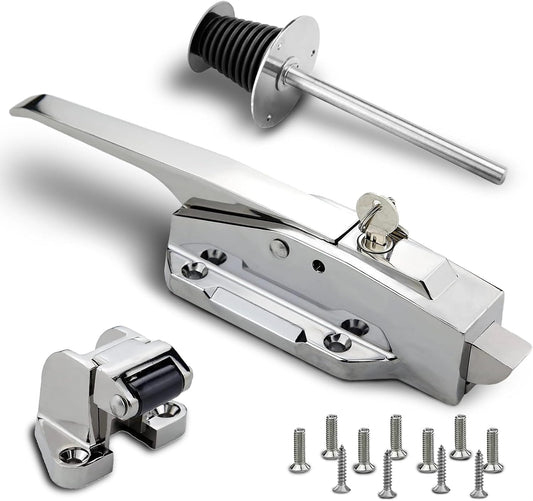 Walk in Cooler Door Handle, Walk in Cooler Door Closer Complete Latch Kit, Freezer Doors Handle, Coolers Radial Latch, Offset -1/8 in to 1/4 in(Flush) and 5.9" Solid Metal Interior Release Handle