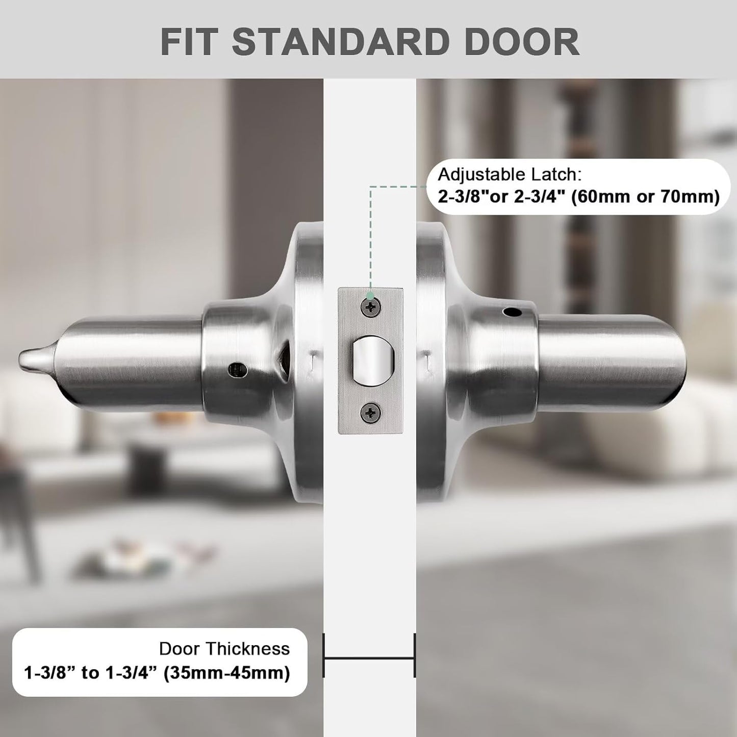 GOBEKOR 10 Pack Brushed Nickel Door Handles Privacy Door Levers with Lock,Heavy Duty Interior Door Handles for Bedroom and Bathroom,Sleek Round Door Lever Satin Nickel with No Key