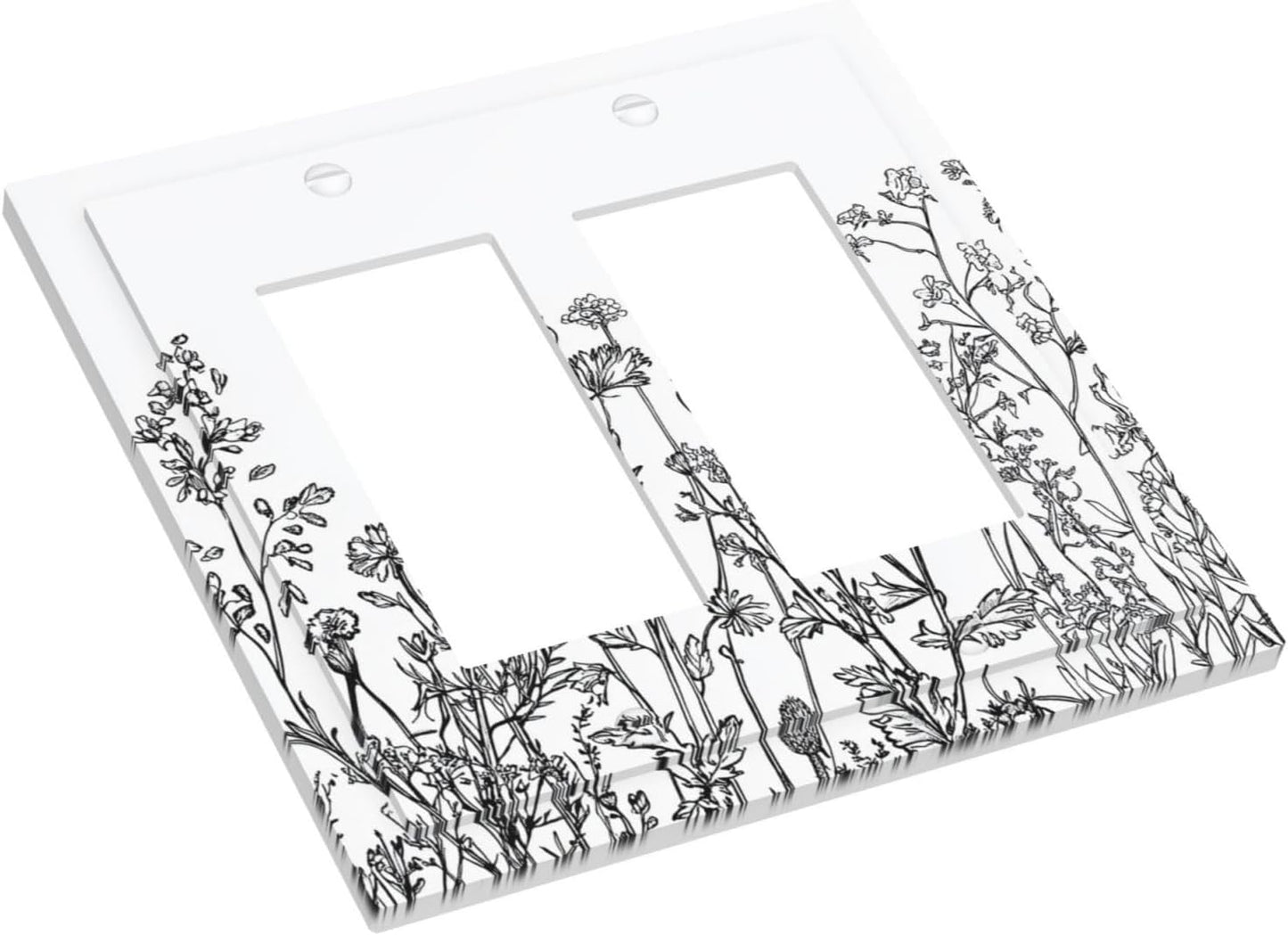 Decorative Outlet Covers Floral Wildflower Rustic Plant Leaves 2 Gang Double Gfci Rocker Electrical Wall Panels Light Switch Cover Plate For Farmhouse Cabin Decor
