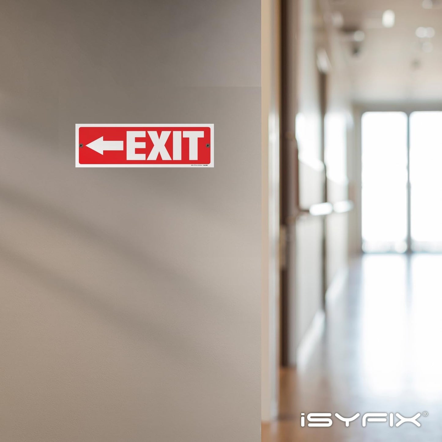 iSYFIX Exit Signs - 12 Pack 12x4 Inch Directional Left Arrow Signs, 40 mil Polystyrene Plastic, UV Laminated, Scratch & Fade Resistant, Waterproof - Ideal for Office, Theater, School, Business