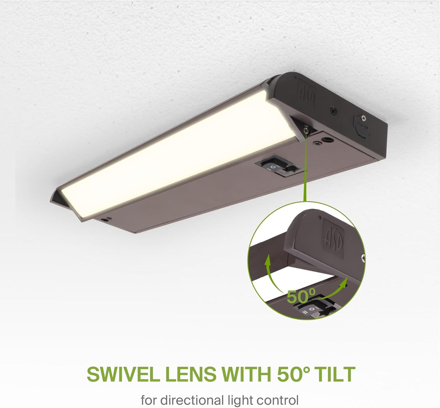 ASD Swivel LED Under Cabinet Lighting Bronze, 12 Inch 5W, Hardwired or Plug-in, 2700K/3000K/4000K, Hi/Low Switch, Rotatable Lens, Dimmable Linkable Under Counter Light for Kitchen, ETL & Energy Star