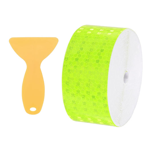 PATIKIL 2 Inch x 82 ft Reflective Tape, 1 Roll Waterproof Self Adhesive High Visibility Caution Warning Safety Tape Reflector with Scraper for Trucks Trailers Cars, Bright Green
