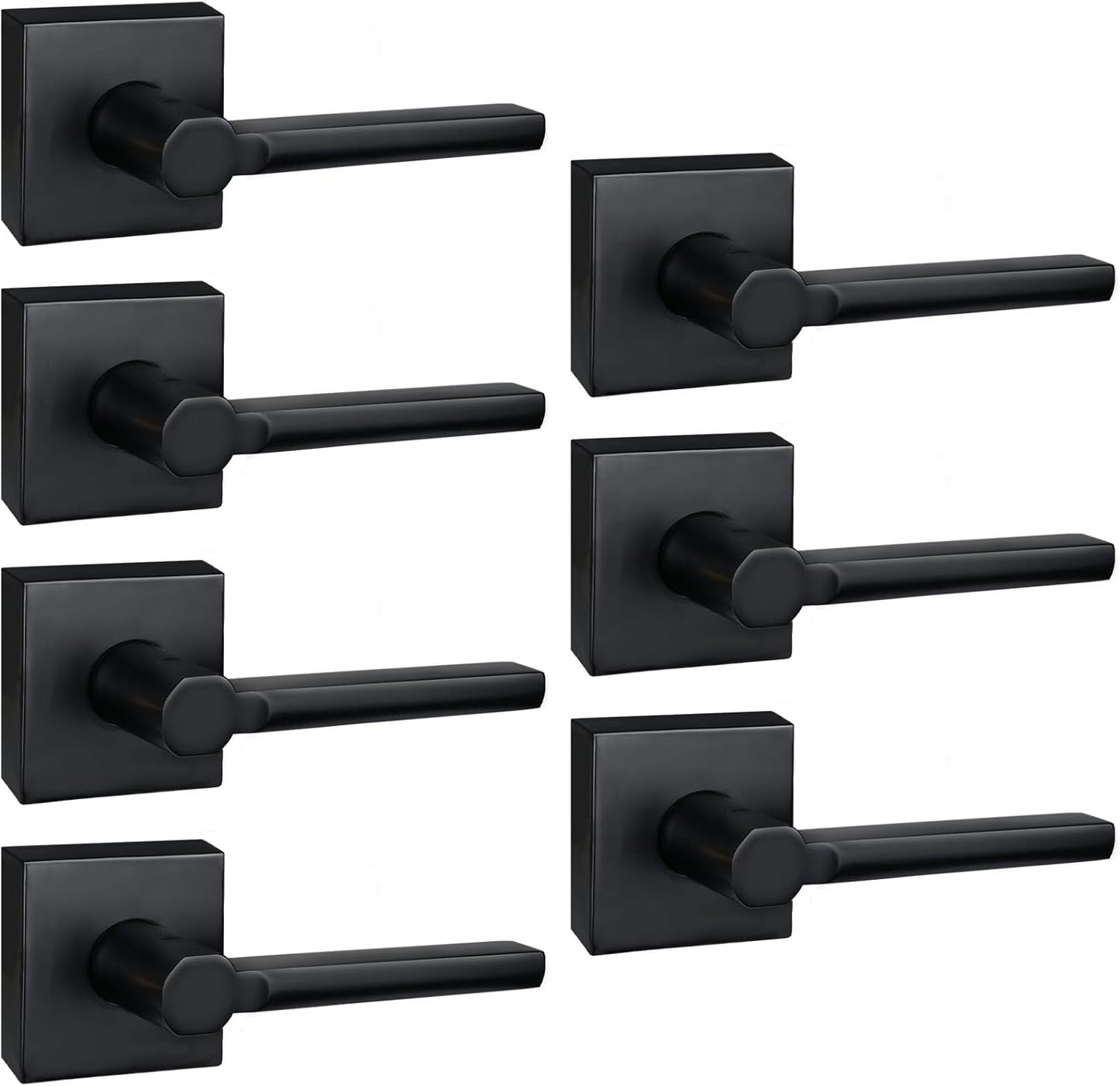 7 Pack Dummy Door Levers in Matte Black, Heavy Duty Interior Handle Lock for Closet Pantry, Non-Turning, Single Sided, Reversible for Left/Right Hand