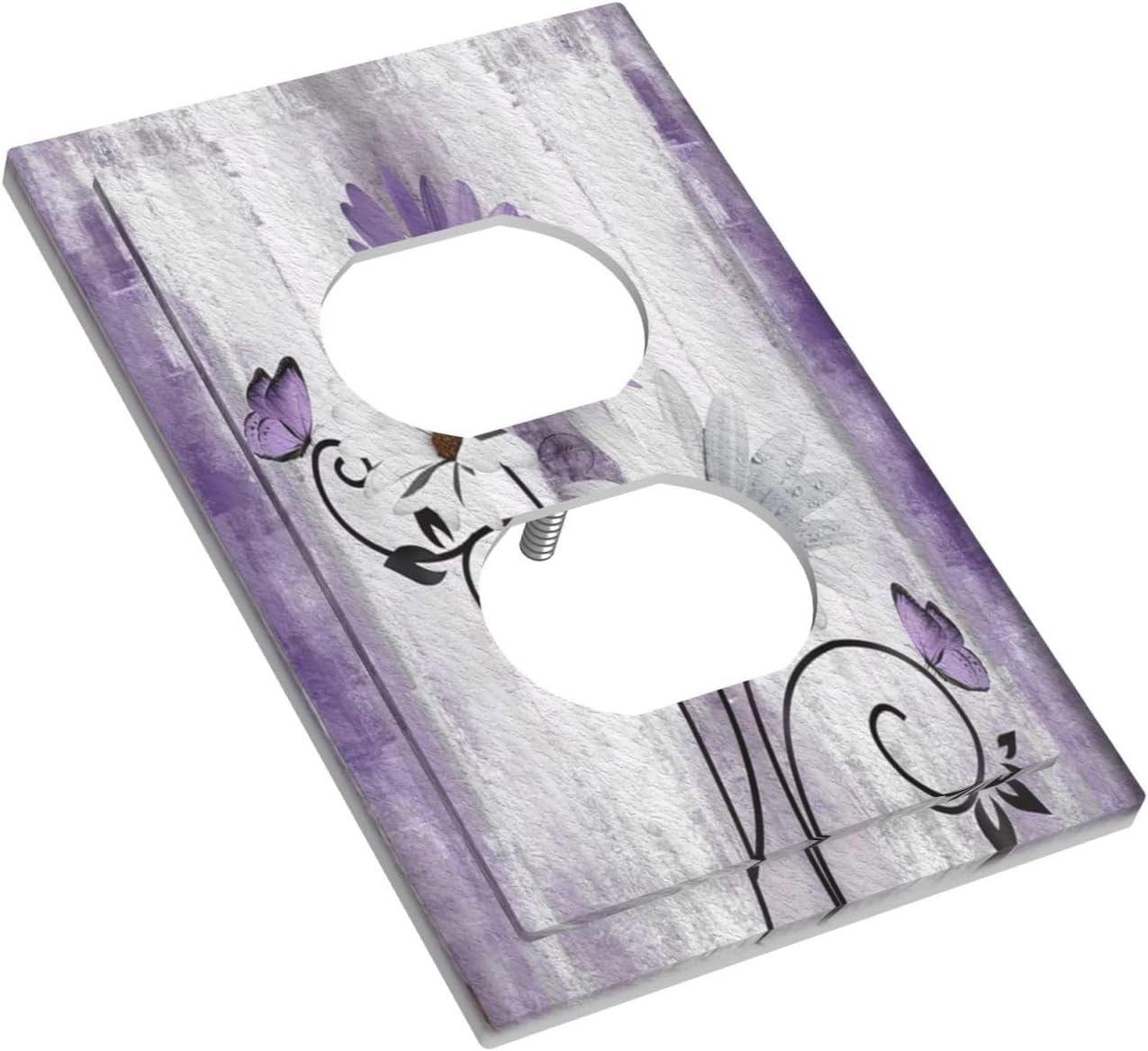 Decorative Outlet Covers Rustic White Purple Daisy Floral Flower 1 Gang Wall Plate Receptacle Duplex Light Switch Cover Plate Single Dual Plug Covers Electrical Switchplate Faceplate