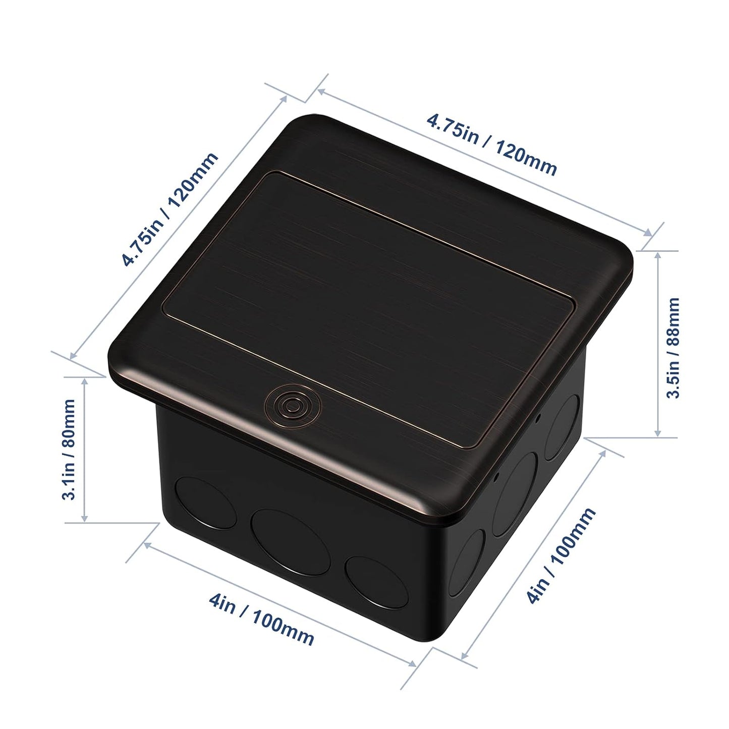 KYHSHJ 4.8A USB Chargers Pop Up Floor Waterproof Electrical Outlet Receptacle Stainless Steel Box,(Oil Rubbed Bronze)