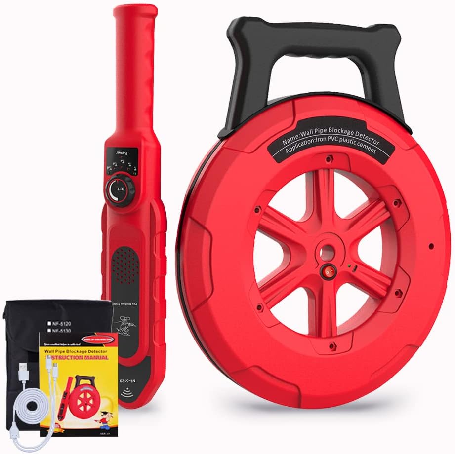 Pipe Blockage Detector, Water Pipe Locator Underground Diagnostic-Tool Wall Scanner Pipeline Blocking Clogging Scanner Plumbers Instrument For Metal PVC Water Pipes, 30M
