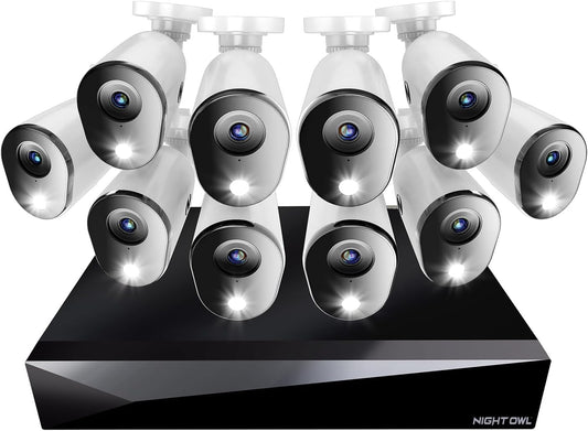 Night Owl 2-Way Audio 20 Channel DVR Video Home Security Camera System with (10) Wired 1080p HD Indoor/Outdoor Deterrence Cameras and 1TB Hard Drive (Add up to 4 Wi-Fi Cameras) (10 Camera)