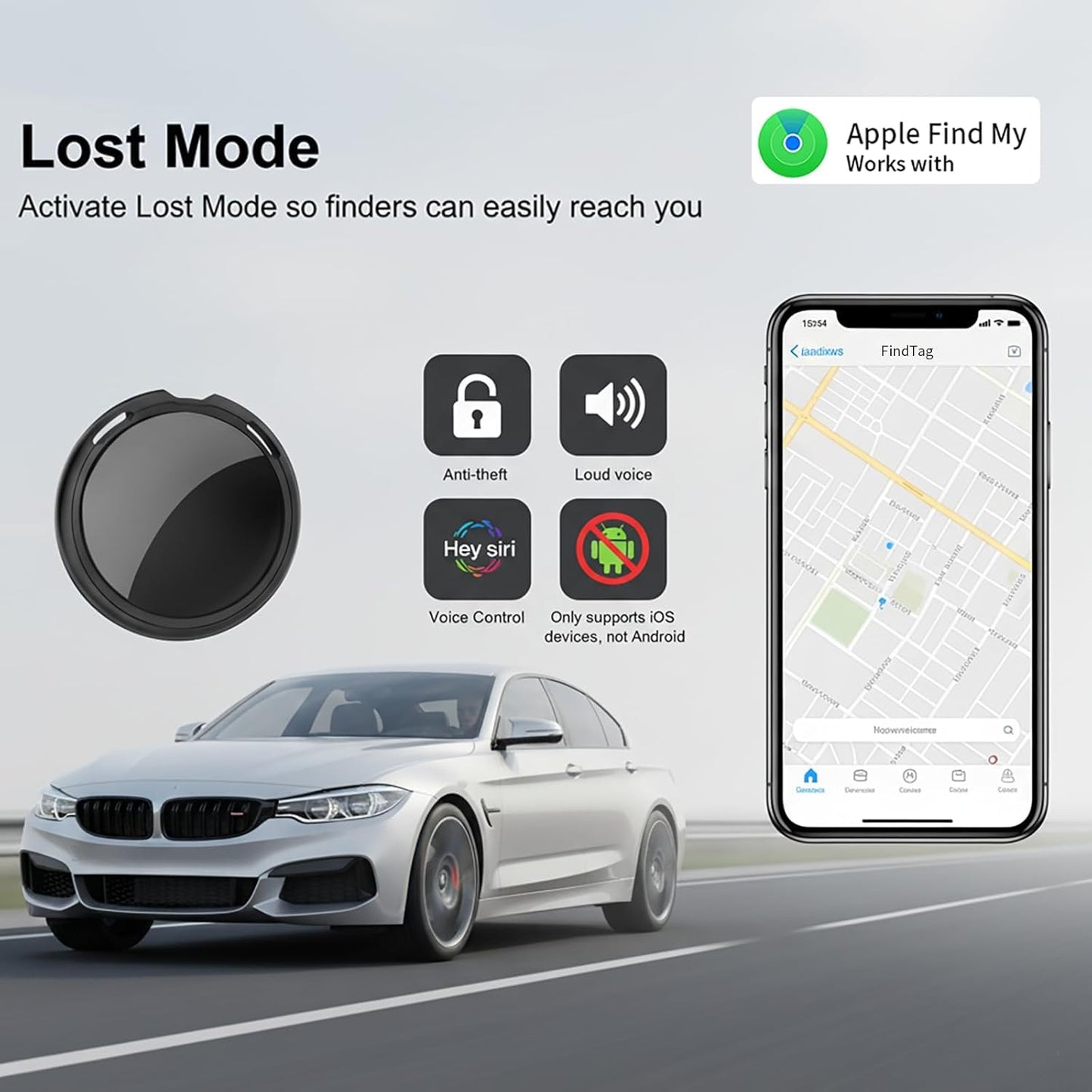 Car GPS Tracker Work with Find My (iOS Only) Mini Real Time Tracking Devices for Vehicles Hidden Magnetic Case Item Finder Global Coverage for Kids Dogs Truck No Monthly Fee or Subscription Waterproof