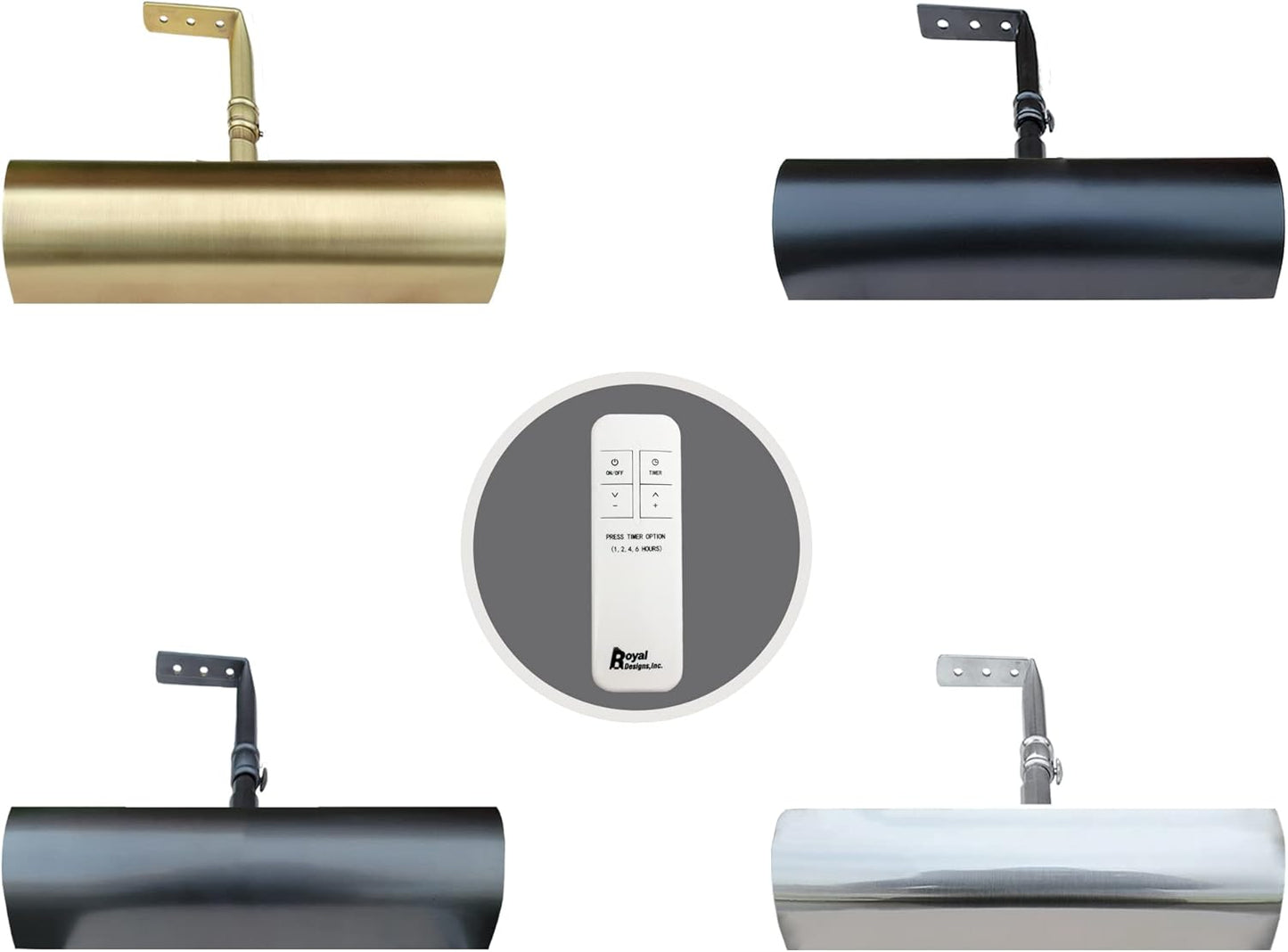 Royal Designs, Inc. Cordless Remote Control LED Picture Light, Dimmable with Timer Function, Brushed Satin Brass, 8.75 Inches